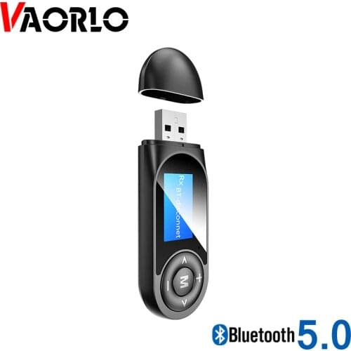 VAORLO LCD Display Wireless Bluetooth 5.0 Transmitter Receiver Stereo Music With Mic For Headphones TV Audio Adapter Low Latency