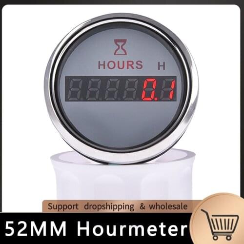 52mm Digital Hourmeter 0-99999.9 Range Hourmeter With Red Backlight Fit For Car Auto Marine Boat Engine 12V 24V