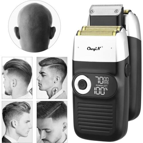 LCD Electric Shaver Rechargeable Beard Hair Trimmer bald head Shaving Machine Men Twin Blade Reciprocating Razor 3 Speed Adjust