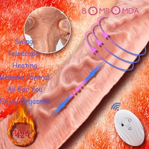 Dildo Vibrator For Sex Toy Women Masturabtor Remote Control Telescopic Heating Dildo Vibrator Dildo For Women