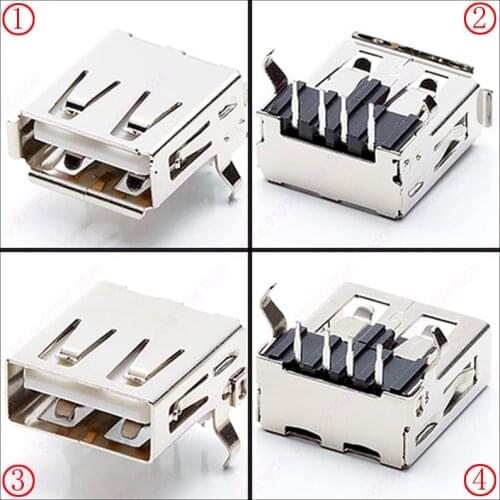 10PCS B-A Type Female USB Connector 90Degree Charging Socket Bent Feet 4Pin Jack