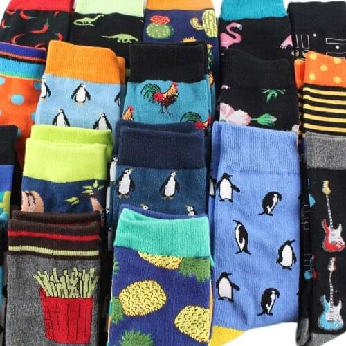 Cool Food Animal Hip Hop Crew Socks Street Happy Funny Socks Men Harajuku Divertidos Skateboard Chaussette Homme Calcetines Sox