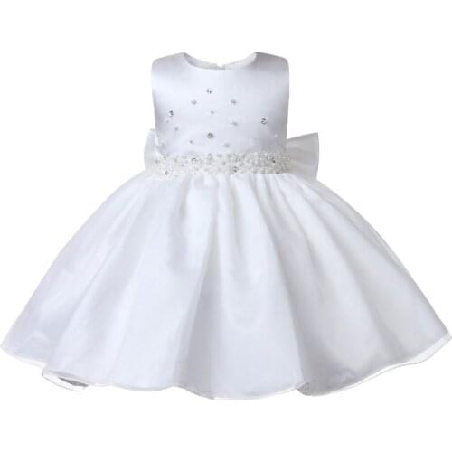 Beaded Toddler Baby Girls Lace Ball Gown Dress Newborn Infant 1 Year 1ST Birthday Baptism Dress Baby Girl Chirstening Dress