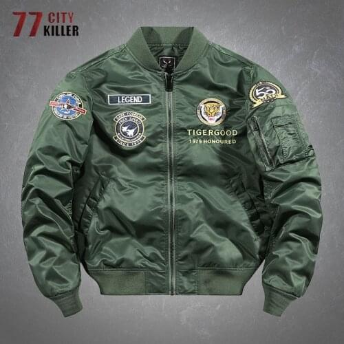 Tactical Bomber Jacket Mens Tiger Letters Embroidery Baseball Coats Military Pilot Casual Cargo Jackets Male Spring Autumn Tops