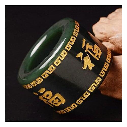 Natural Xinjiang Hetian jade blue jade finger mens jewelry hr001