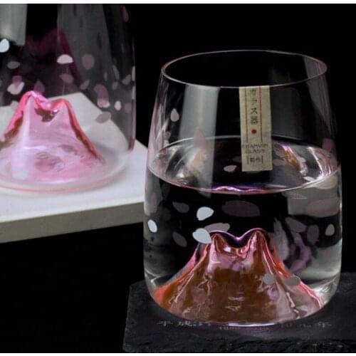 New Japanese Style Autumn Mountain Cup Lady Woman Girl Sweethearts Cherry Blossoms Whiskey Glass Brandy Whisky Wine Glasses Gift
