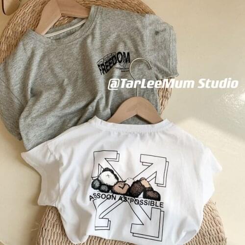 Children Clothing 2-9 Y Toddler Boys Short Sleeve T Shirts Casual Loose Cotton Tops for Boys Kids Fashion Letter Print Tee Shirt