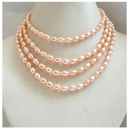 48 inch genuine cultured natural rice freshwater pearl necklace wrap Sweater chain 5-8mm please choice colour