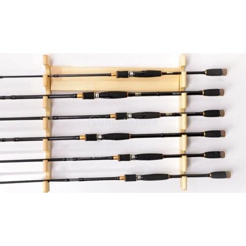 6-rod Portable Fishing Rod Rack Wooden Holder Rod Garage Wall Mount Rods Rack Organizer Storing Fishing Poles Boat Accessories