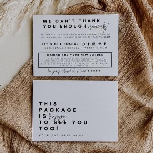 EDITABLE Business Thank You Card Printable Thanks For Your Purchase Card Candle Care Card Template Package Insert Card