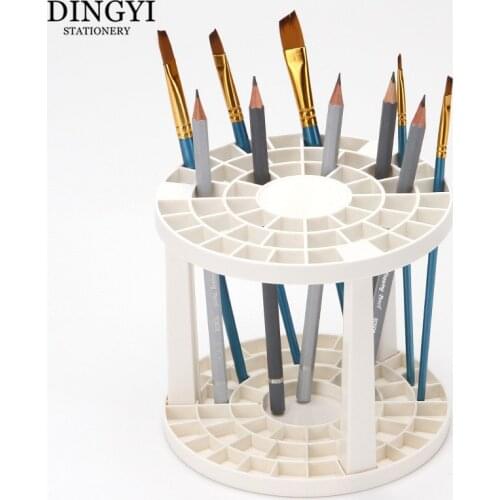 Plastic Paint Brush Holder 49 Holes Pen Rack Round Watercolor Painting Brush Pen Holder Display Stand For Drawing Art Supplies