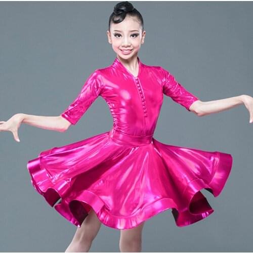 Latin Dance Dress Girls Rumba Cha Cha Samba Salsa Competition Dancing Costumes Mid-Sleeve Bodysuit Skirt Split Suit Kids DN5310