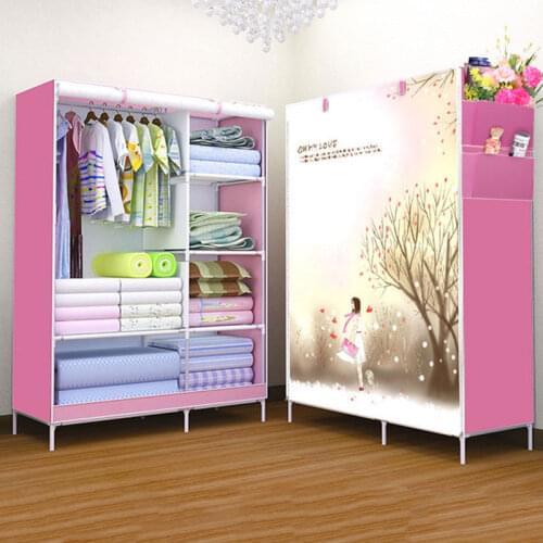 Simple Non-woven Cloth Folding Wardrobe DIY Assembly Bedroom Clothes Storage Cabinet Panoramic Pattern Large Wardrobe Closet