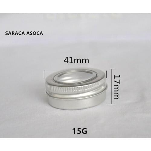 15ml Empty Refillable Aluminum Jars Silver Metal Open Window Aluminum Box 100pcs/lot