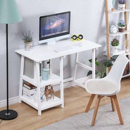 Largesize Desktop Study Writing Desk Workstation Adjustable Computer Study Table Storage Organizer Studying Bookshelf Office