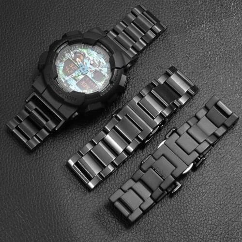 22MM Watch Accessories Band Suitable for -Casio- G-SHOCK GA110 120 GA400 GA700 Soild Steel Watch Strap Sport Bracelet Chain