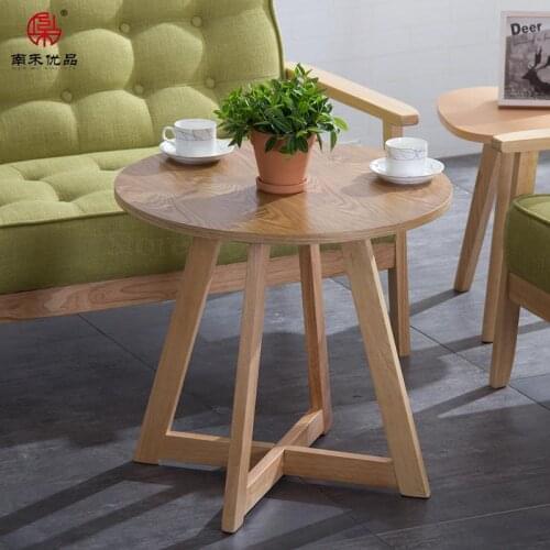Nordic Small Apartment Simple Solid Wood Coffee Table Living Room Bedroom Balcony Small Round Table Small Round Wooden