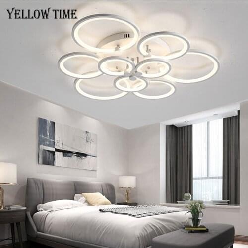 Modern LED Ceiling Light Round Rings Chandelier Lighting For Living room Bedroom Dining room Black&White Acrylic Ceiling Lamp