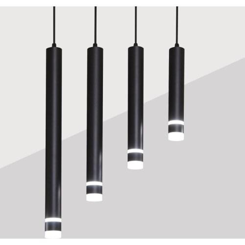 12W Light Long Tube Kitchen Island Dining Room Lights Fixtures Cylinder Pipe Hanging For Home Decor Pendant Lights Nordic Design