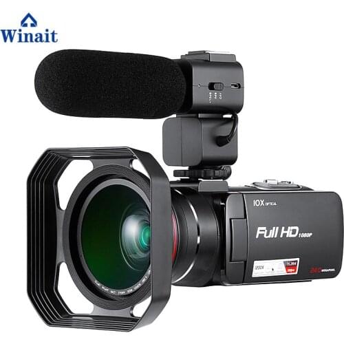 Winait Full hd 1080p digital video camera with 3.0'' touch display/10x optical zoom/24 MP photo mini DV