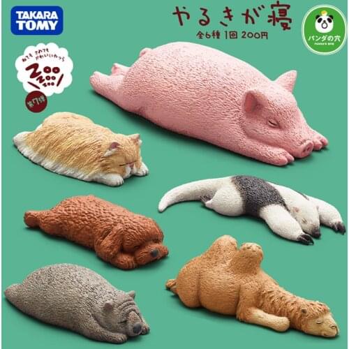 Japan Genuine T-ARTS Gashapon Capsule Toys ZooZooZoo Cat Pig Poodle Dormancy Animal Zoo Series 7