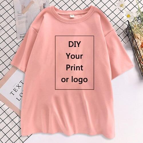 Harajuku Women T-Shirt Custom logo pattern Print T Shirt Casual Pink Tops Short Sleeve Tshirt Your Love any Graphics Female Tee