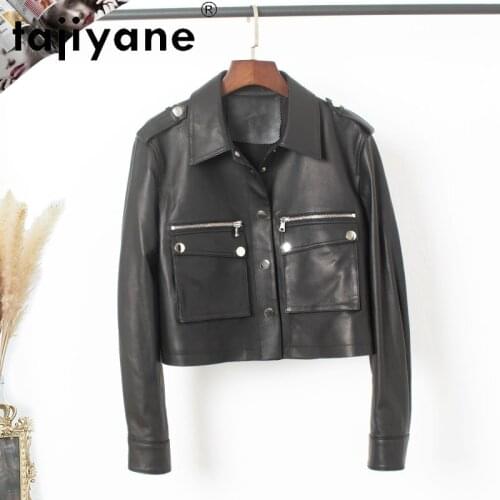 Tajiyane Women Korean Autumn Clothes Real Leather Jacket Womens Genuine Sheepskin Coats Orange High Quality Veste Femme TN1972