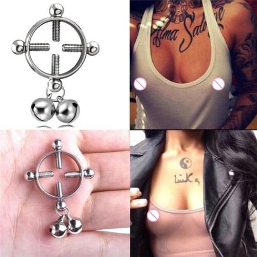 1 Pair 2 Pcs Stainless Steel Round Non Piercing Nipple Ring Shield Body Piercing Jewelry Nipple Clamps Adult Game for Women