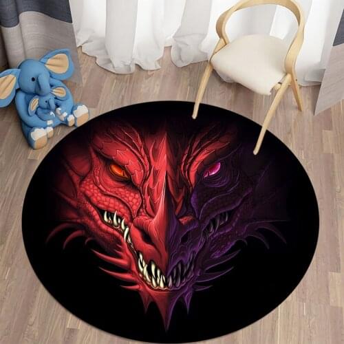 3D Dragon Carpet Living Room Rugs Round Carpet Bedroom Carpet Children Carpet Mat for Children Carpet for Childrens Room