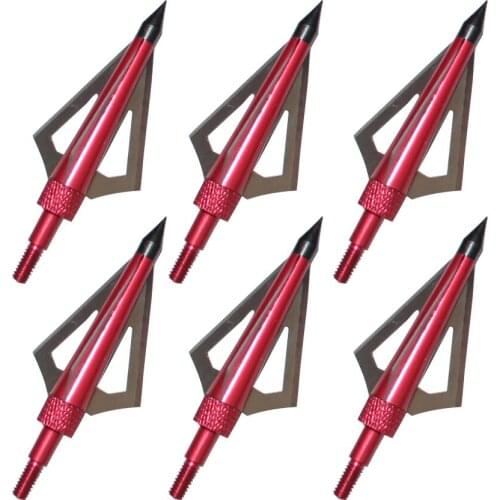 6Pcs Red 3 Blade 125grain Broadheads Dual-use Arrow Point For Hunting Arrow