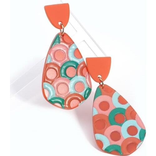 AENSOA Fashion Colorful Handmade Waterdrop Acrylic Earrings For Women 2020 Unique Geometry Simulated Polymer Clay Earrings Gift