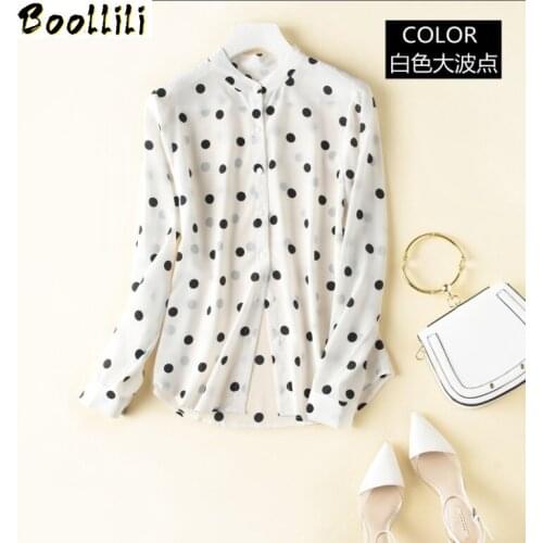 Boollili 100% Real Silk Vintage Blouse Women Clothes 2020 Ladies Tops Spring Long Sleeve Elegant Shirt Women Blouses Ropa Mujer