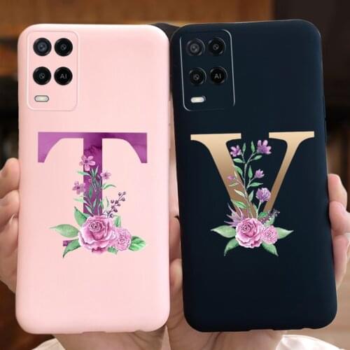 For OPPO A54 4G Case 26 Name Letters A To Z Silicone Soft Housing For Oppo A54 CPH2239 A 54 Cover Oppo A54 5G CPH2195 Fundas