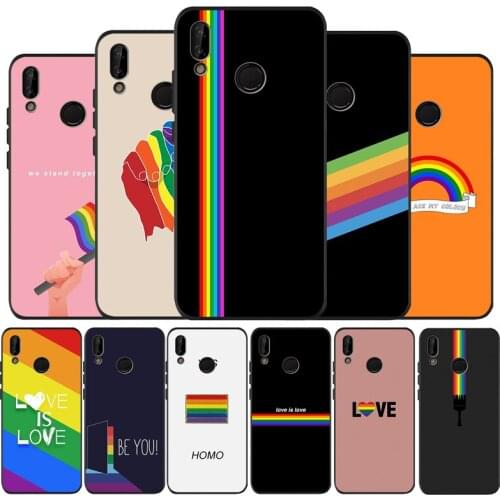 Black Silicone Soft Phone Case Gay Lesbian LGBT Rainbow For Huawei 40 30 20 10 9 Lite Pro P smart 2019 Y6 Y6 Prime2019 Y9 2018