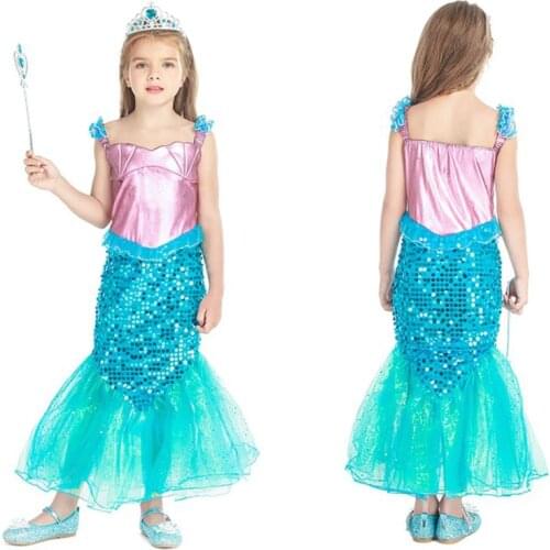 Girl Sequin Tutu Dress Kids Princess Glitter Dress for Girls Pink Summer Dress Sea Theme Dresses for Girls Birthday Party Dress