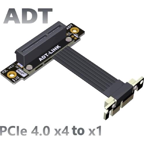 ADT-Link Dual 90 Degree PCI E Extension Cable PCI-E Riser Adapter PCIe 4.0 X4 To X1 Extender Flexible PC Cable For Graphics Card
