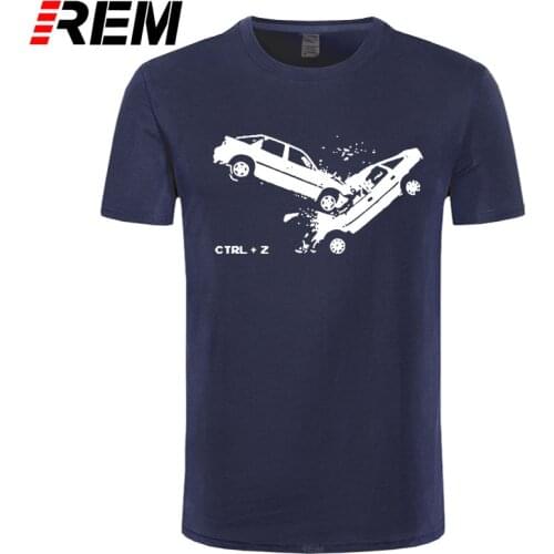 REM 100% cotton traffic collision print men T shirt casual short sleeve Tshirt cool t-shirt mens tee shirt