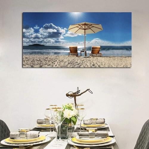 Canvas Wall Art Beach Seawave Blue Sky Painting Prints, Modern Seascape One Panel Large Size Artwork Drop shipping