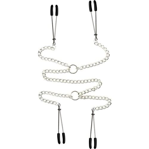 Adult Toys Nipple Clamps 4 Head Chain Erotic Breast Stimulate For Couple Women Bdsm Clit Labia Clips