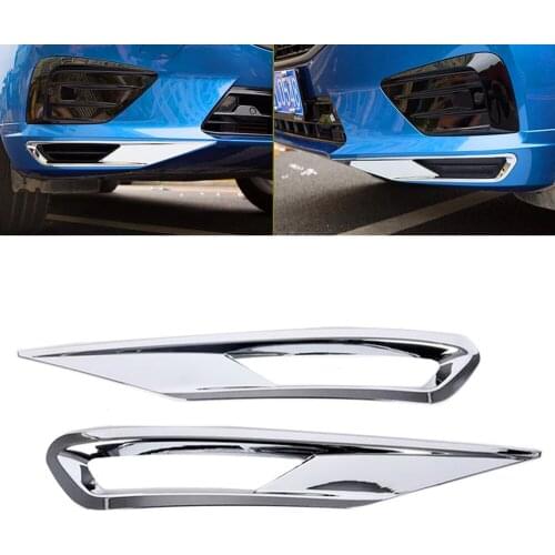 JEAZEA Car Styling 2pcs ABS Plastic Bright Chrome Front Bumper Fog Lamp Fog Light Cover Trim Decal Fit for Volvo XC60 2018 2019