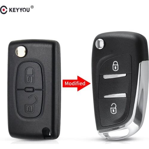 KEYYOU Modified Remote Flip Folding Car Key Shell For Peugeot 107 207 307 307S 306 407 807 Partner VA2/HU83 Blade CE0523