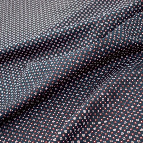 Classic Red Diamond Plaid On Blue Cotton Fabric For Dress Tissus Au MÈTre Telas Por Metro Sewing Ткань Для Шитья Vestidos Tissu