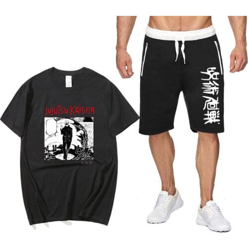 Anime Man Woman Jujutsu Kaisen gojo Summer Two Piece Set cotton mens T-shirt Sports Shorts Streetwear Harajuku pantsuit Sets