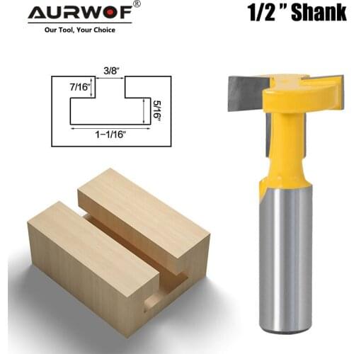 LAVIE 12mm 1/2 Inch Shank T-Slot Handle Router Bit Tungsten Carbide Slotting Straight for Wood Milling Cutter Woodworking 03003