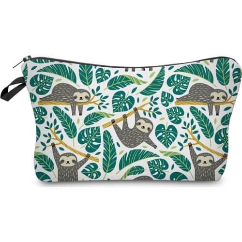 Sloth Makeup Bag Waterproof Cosmetic Printing Swanky Turtle Leaf Toilet Custom Style Travel Multifunction 2021 New Fashion