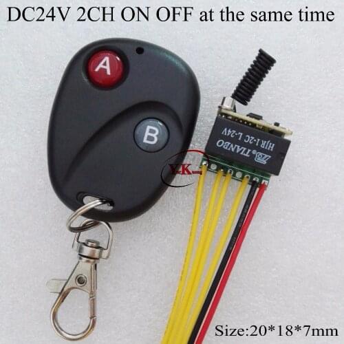 DC24V 2CH Micro Relay Remote Switch Mini Contact RF Wireless 24v 2CH ON OFF at the same time 433MHZ 2A Relay DPDT Receiver ASK