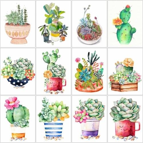 MomoArt 5D DIY Diamond Painting Succulents Flower Cross Stitch Diamond Mosaic Cactu New Arrival Embroidery Picture Handmade Gift