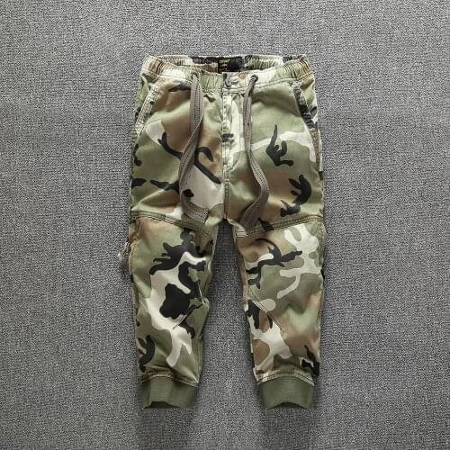 Mens clothing cropped trousers camouflage pants loose casual pants men loose casual beam foot pants