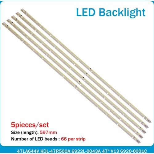New 20 PCS/lot 66LED 597MM LED backlight strip 47" V13 6920-0001C 6916L1009A 6916L1009B for KDL-47R500A 6922L-0043A 0065A
