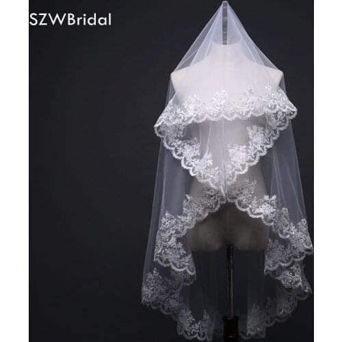 New Arrival Lace Edge Bridal Veil White with Comb Wedding Accessories Bride Veils Velo de novia wedding accessories